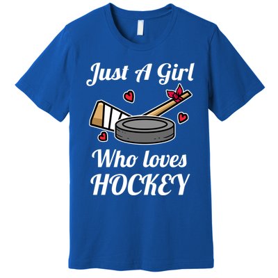 Just A Who Loves Hockey Ice Hockey Jersey Gift Premium T-Shirt