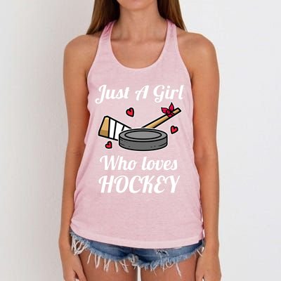 Just A Who Loves Hockey Ice Hockey Jersey Gift Women's Knotted Racerback Tank