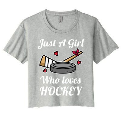 Just A Who Loves Hockey Ice Hockey Jersey Gift Women's Crop Top Tee