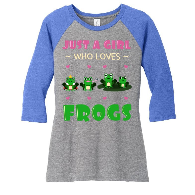 Just A Who Loves Frogs Toad Amphibian Froggy Gift Idea Gift Women's Tri-Blend 3/4-Sleeve Raglan Shirt