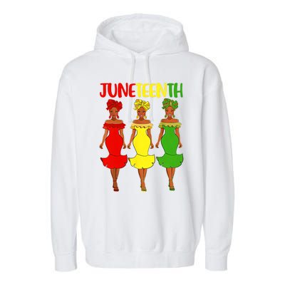 Juneteenth Afro Women Freeish Since 1865 Black Independence Day Black History Garment-Dyed Fleece Hoodie