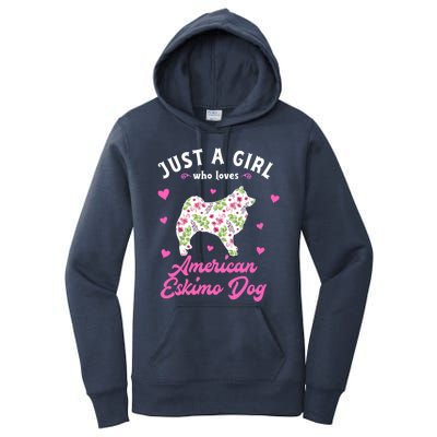 Just A Who Loves American Eskimo Dog Gift Women's Pullover Hoodie