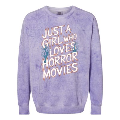 Just A Who Loves Horror Movies Horror Film Spooky Vibes Cool Gift Colorblast Crewneck Sweatshirt