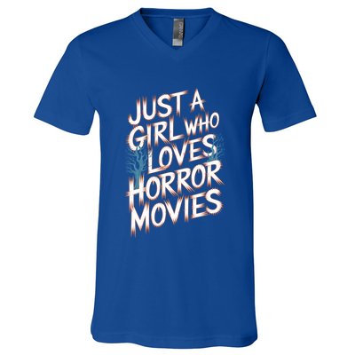 Just A Who Loves Horror Movies Horror Film Spooky Vibes Cool Gift V-Neck T-Shirt