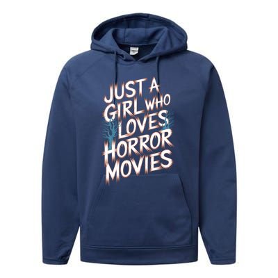 Just A Who Loves Horror Movies Horror Film Spooky Vibes Cool Gift Performance Fleece Hoodie