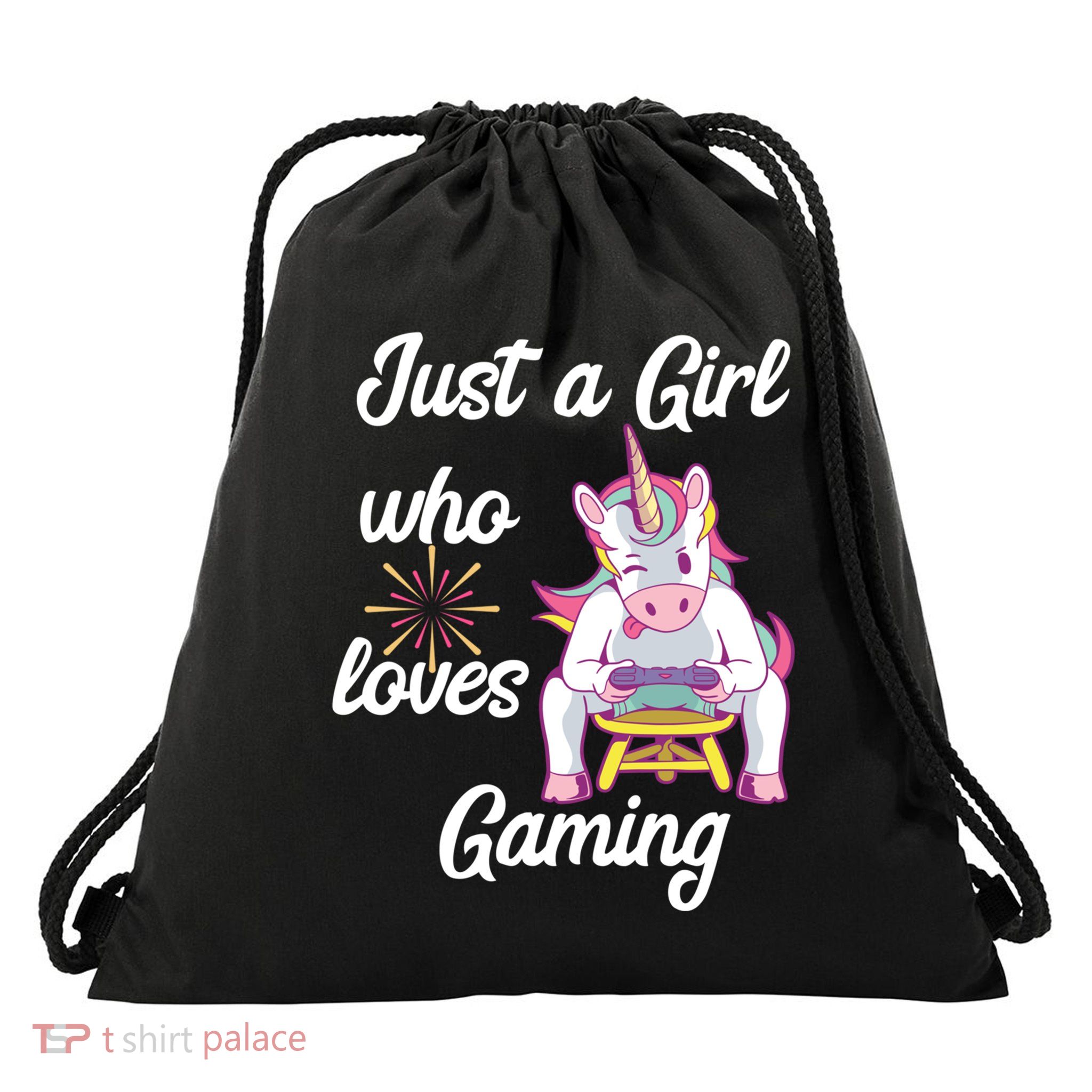 Just A Who Loves Gaming Computer Console Gamer Unicorn Gift Drawstring Bag
