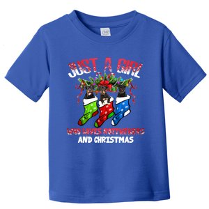 Just A Who Loves Rottweilers And Christmas Costume Gift Cute Gift Toddler T-Shirt