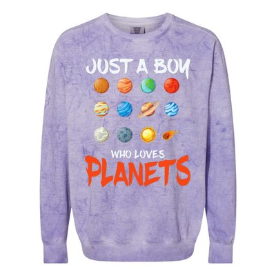 Just A Who Loves Planets Space Dwarf Solar System Gift Colorblast Crewneck Sweatshirt