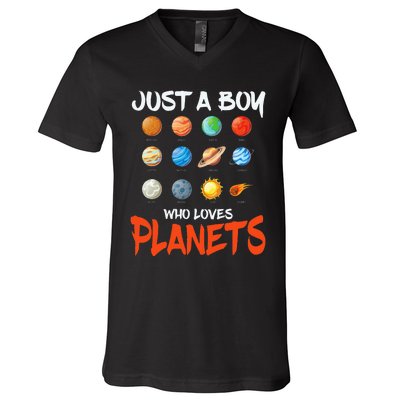 Just A Who Loves Planets Space Dwarf Solar System Gift V-Neck T-Shirt