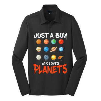 Just A Who Loves Planets Space Dwarf Solar System Gift Silk Touch Performance Long Sleeve Polo