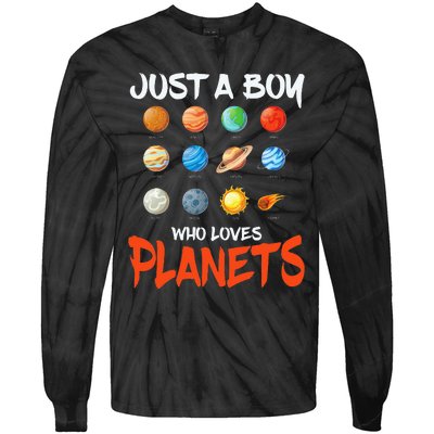 Just A Who Loves Planets Space Dwarf Solar System Gift Tie-Dye Long Sleeve Shirt