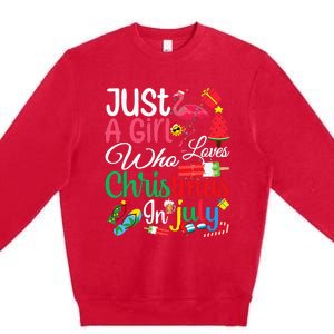 Just A Who Loves Christmas In July Women Summer Premium Crewneck Sweatshirt