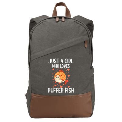 Just A Who Loves Puffer Fish Funny Gift Cotton Canvas Backpack