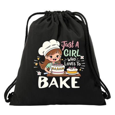 Just A Who Loves To Bake Cute Baking Graphic Cool Gift Drawstring Bag