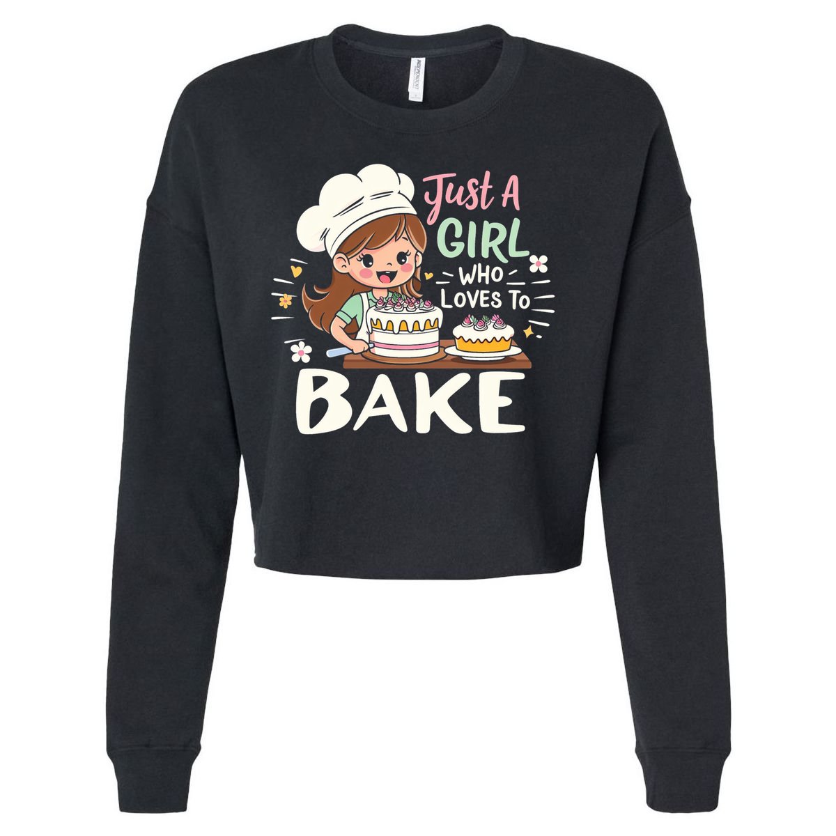 Just A Who Loves To Bake Cute Baking Graphic Cool Gift Cropped Pullover Crew