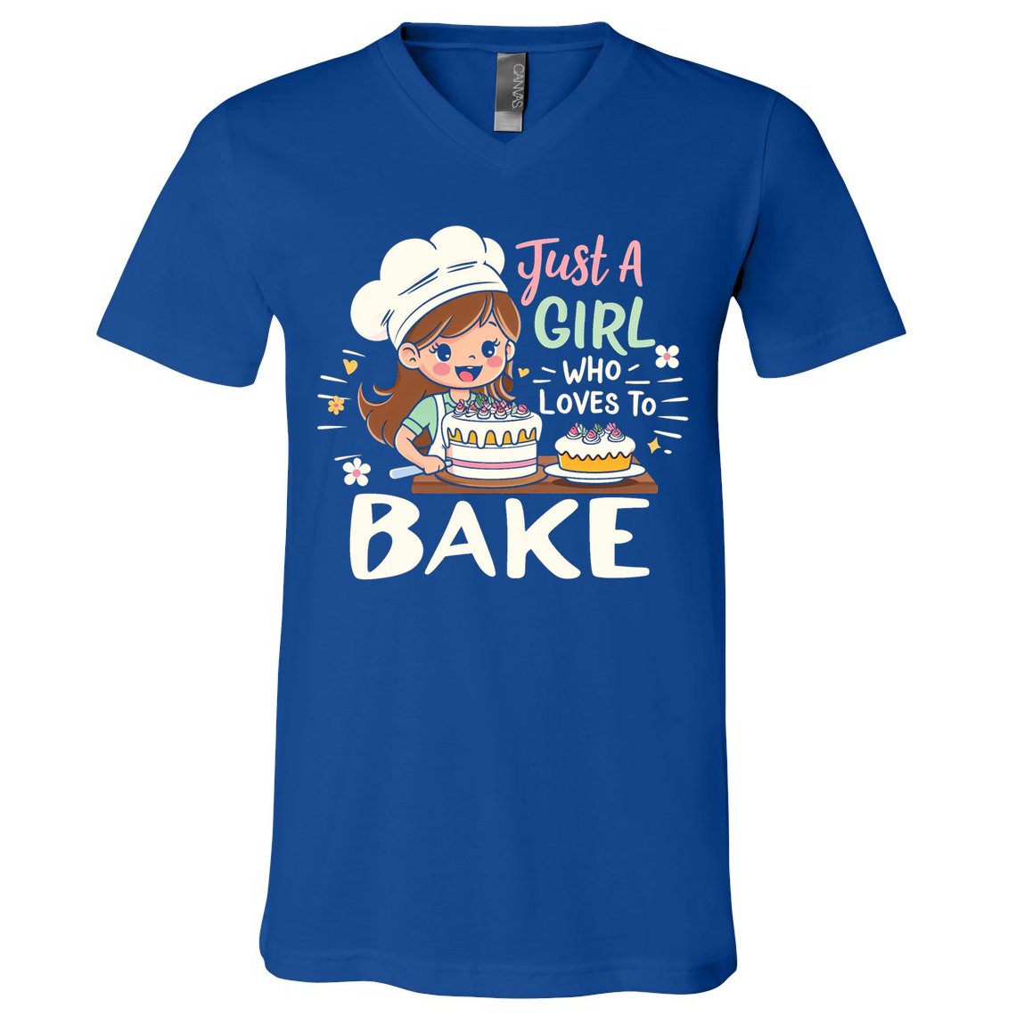 Just A Who Loves To Bake Cute Baking Graphic Cool Gift V-Neck T-Shirt