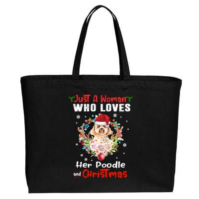 Just A Who Loves Her Poodle Dog And Christmas Xmas Gift Cotton Canvas Jumbo Tote