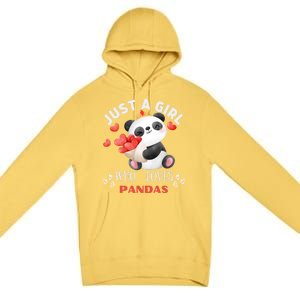 Just A Who Loves Pandas Valentines Day Panda Bear Funny Gift Cute Gift Premium Pullover Hoodie