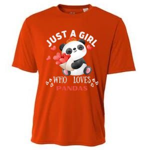 Just A Who Loves Pandas Valentines Day Panda Bear Funny Gift Cute Gift Cooling Performance Crew T-Shirt