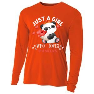 Just A Who Loves Pandas Valentines Day Panda Bear Funny Gift Cute Gift Cooling Performance Long Sleeve Crew