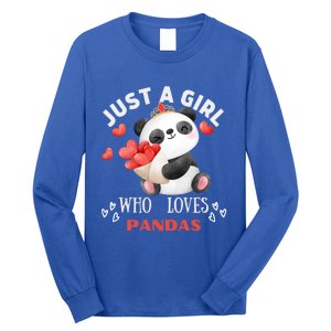 Just A Who Loves Pandas Valentines Day Panda Bear Funny Gift Cute Gift Long Sleeve Shirt