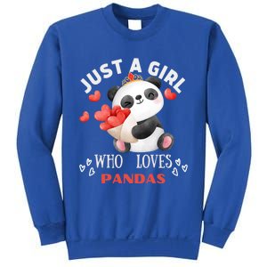 Just A Who Loves Pandas Valentines Day Panda Bear Funny Gift Cute Gift Sweatshirt