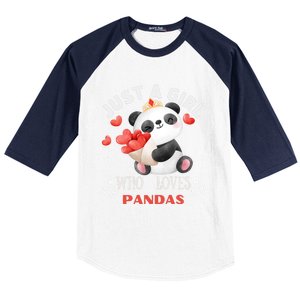 Just A Who Loves Pandas Valentines Day Panda Bear Funny Gift Cute Gift Baseball Sleeve Shirt