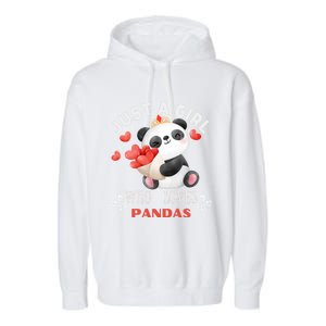 Just A Who Loves Pandas Valentines Day Panda Bear Funny Gift Cute Gift Garment-Dyed Fleece Hoodie