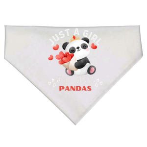 Just A Who Loves Pandas Valentines Day Panda Bear Funny Gift Cute Gift USA-Made Doggie Bandana