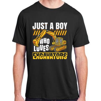 Just A Who Loves Excavators Construction Vehicle Funny Adult ChromaSoft Performance T-Shirt