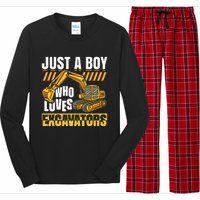 Just A Who Loves Excavators Construction Vehicle Funny Long Sleeve Pajama Set