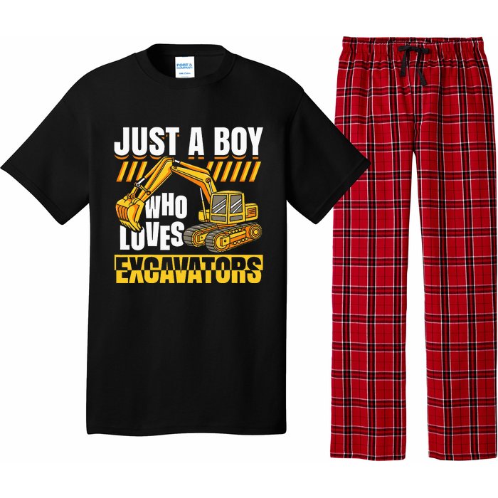 Just A Who Loves Excavators Construction Vehicle Funny Pajama Set