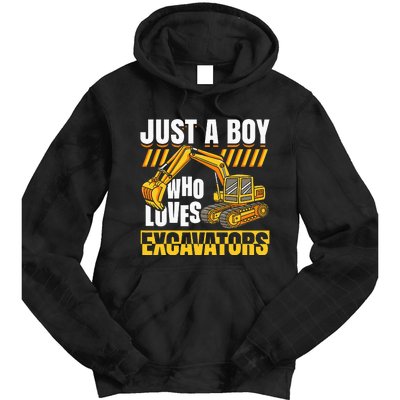 Just A Who Loves Excavators Construction Vehicle Funny Tie Dye Hoodie