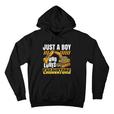 Just A Who Loves Excavators Construction Vehicle Funny Tall Hoodie