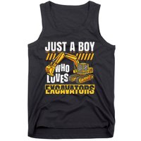 Just A Who Loves Excavators Construction Vehicle Funny Tank Top