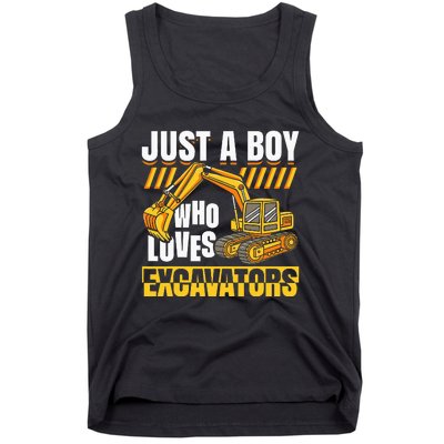 Just A Who Loves Excavators Construction Vehicle Funny Tank Top