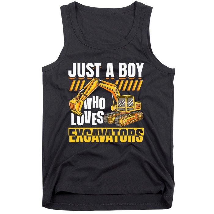 Just A Who Loves Excavators Construction Vehicle Funny Tank Top