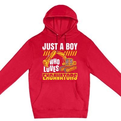 Just A Who Loves Excavators Construction Vehicle Funny Premium Pullover Hoodie