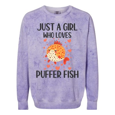 Just A Who Loves Puffer Fish Funny Gift Colorblast Crewneck Sweatshirt