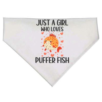 Just A Who Loves Puffer Fish Funny Gift USA-Made Doggie Bandana