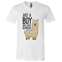 Just a Who Loves Alpacas Funny Alpaca V-Neck T-Shirt