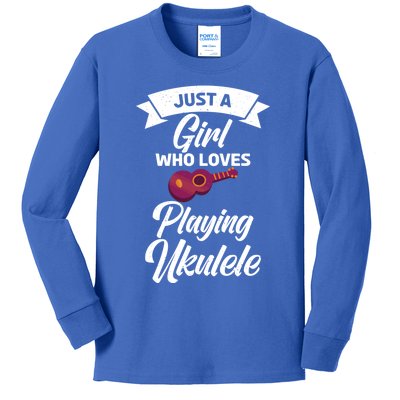 Just A Who Loves Playing Ukulele Uke Ukulele Gift Kids Long Sleeve Shirt