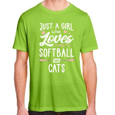 Just A Who Loves Softball And Cats Gift Gift Adult ChromaSoft Performance T-Shirt