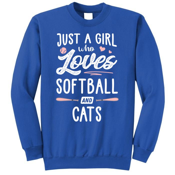 Just A Who Loves Softball And Cats Gift Gift Sweatshirt