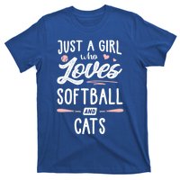 Just A Who Loves Softball And Cats Gift Gift T-Shirt