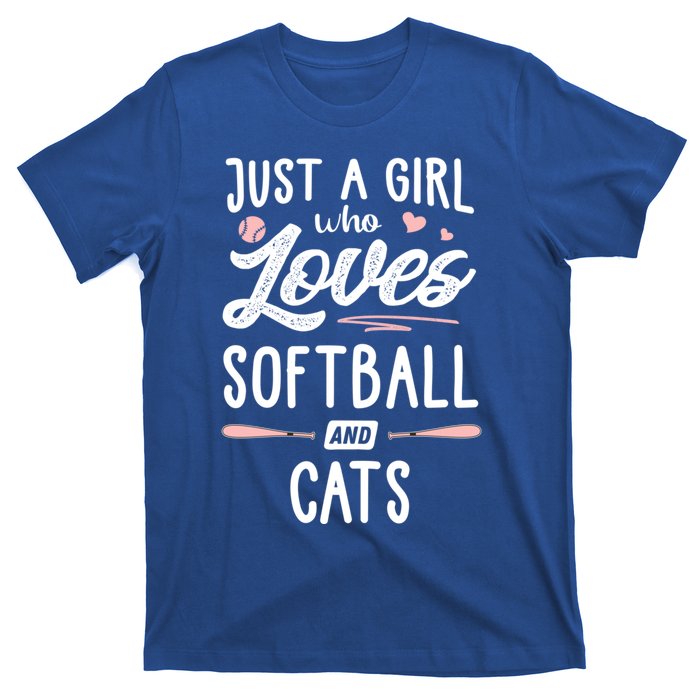 Just A Who Loves Softball And Cats Gift Gift T-Shirt