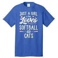 Just A Who Loves Softball And Cats Gift Gift Tall T-Shirt