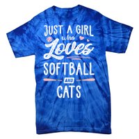 Just A Who Loves Softball And Cats Gift Gift Tie-Dye T-Shirt