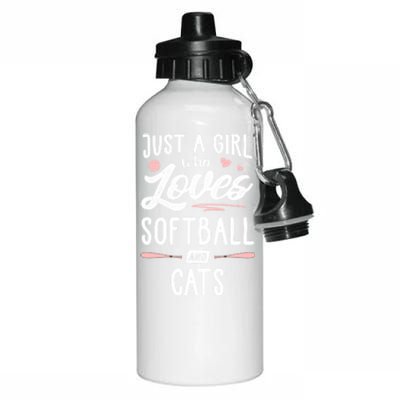 Just A Who Loves Softball And Cats Gift Gift Aluminum Water Bottle 