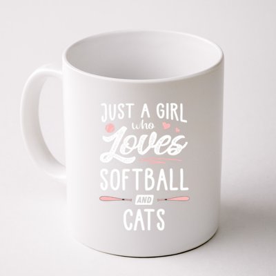 Just A Who Loves Softball And Cats Gift Gift Coffee Mug